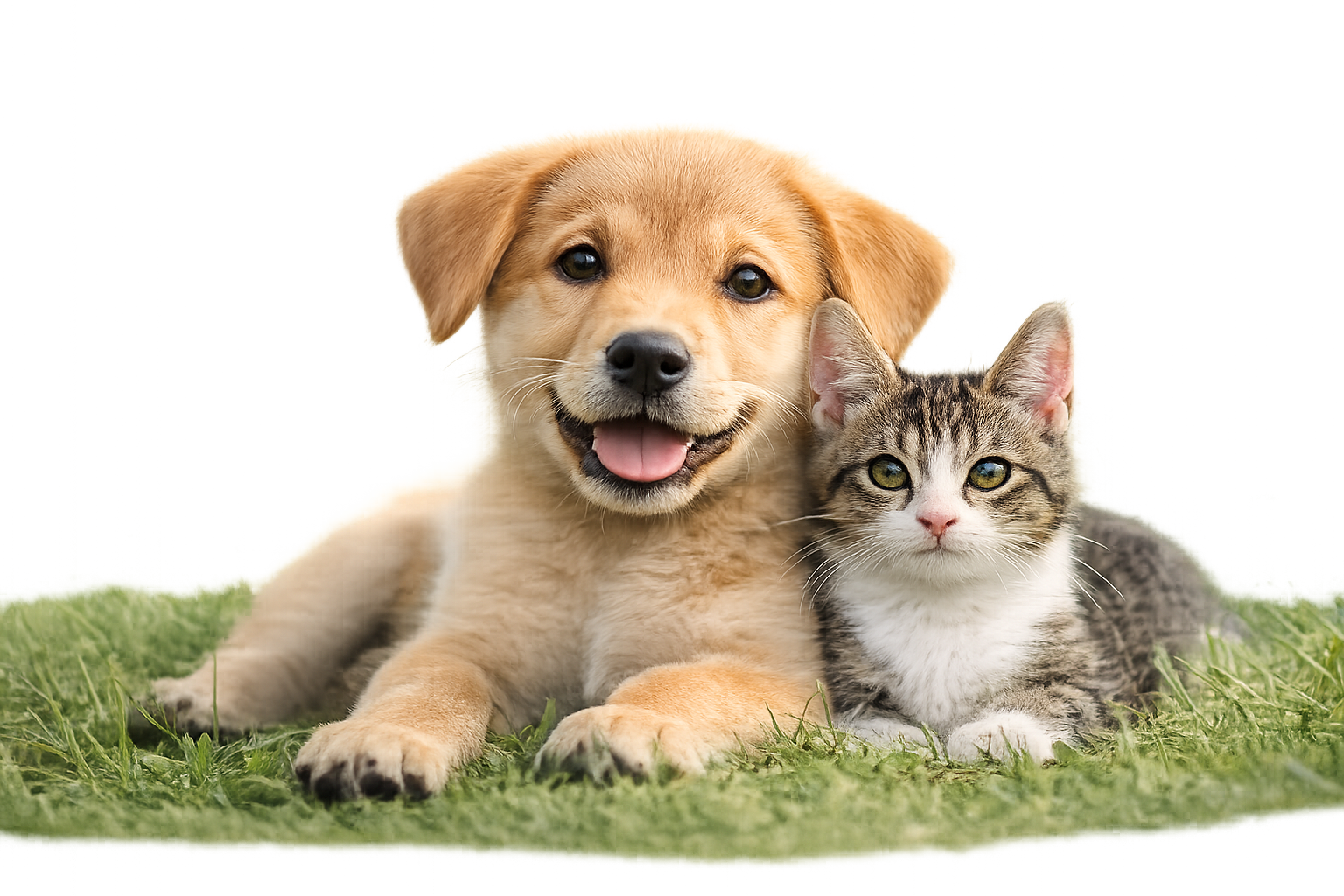 Puppy and kitten together representing compassion and care